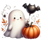 13 Cute Pink Ghost Pumpkin Halloween PNG Bundle