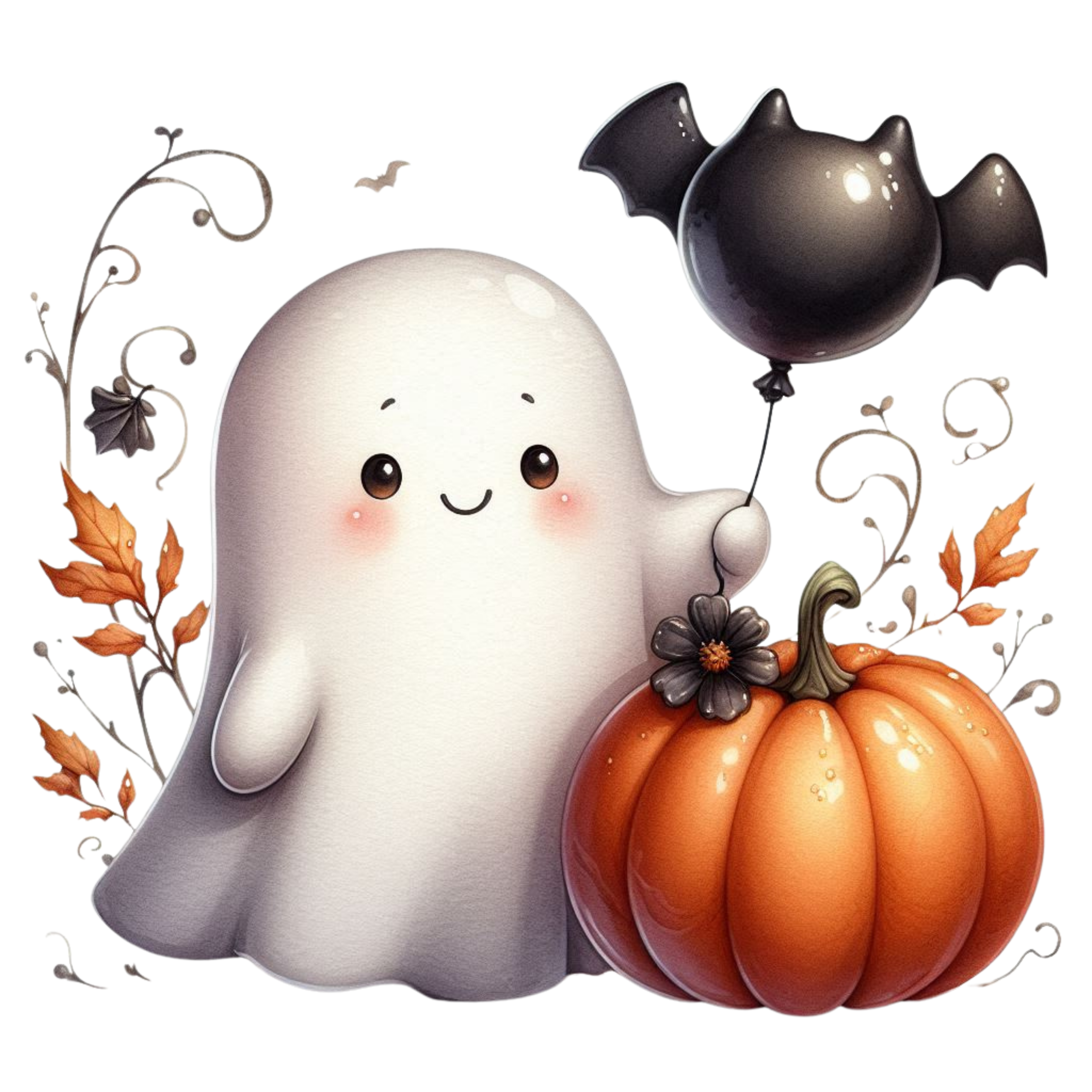 13 Cute Pink Ghost Pumpkin Halloween PNG Bundle
