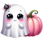 13 Cute Pink Ghost Pumpkin Halloween PNG Bundle