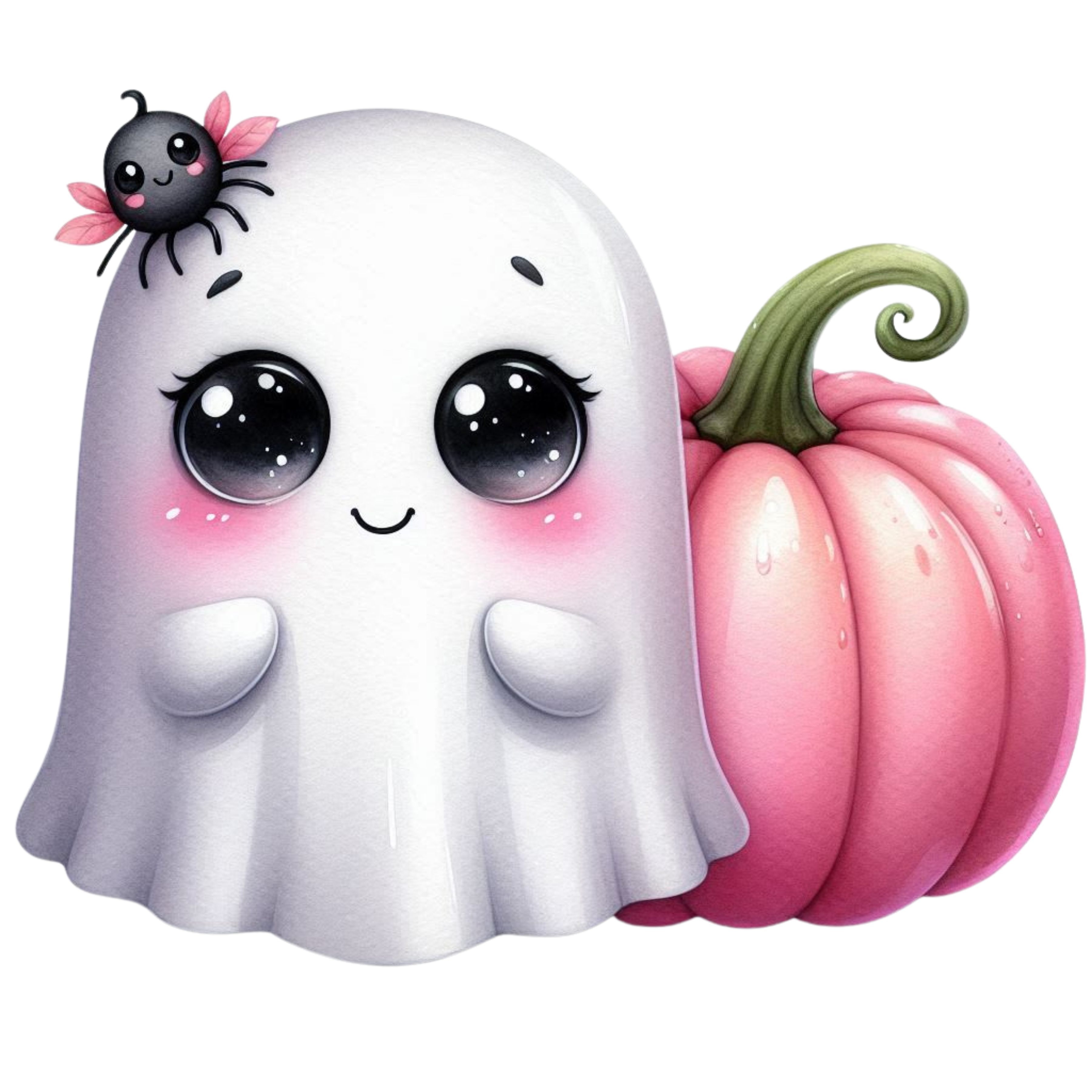 13 Cute Pink Ghost Pumpkin Halloween PNG Bundle
