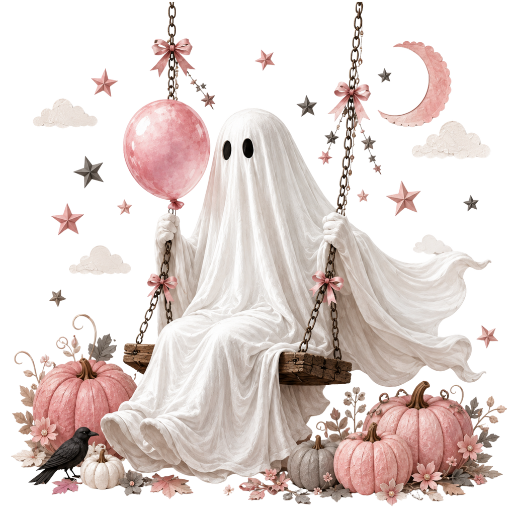 5 Pink Sewing Ghost PNG Bundle