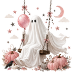 5 Pink Sewing Ghost PNG Bundle