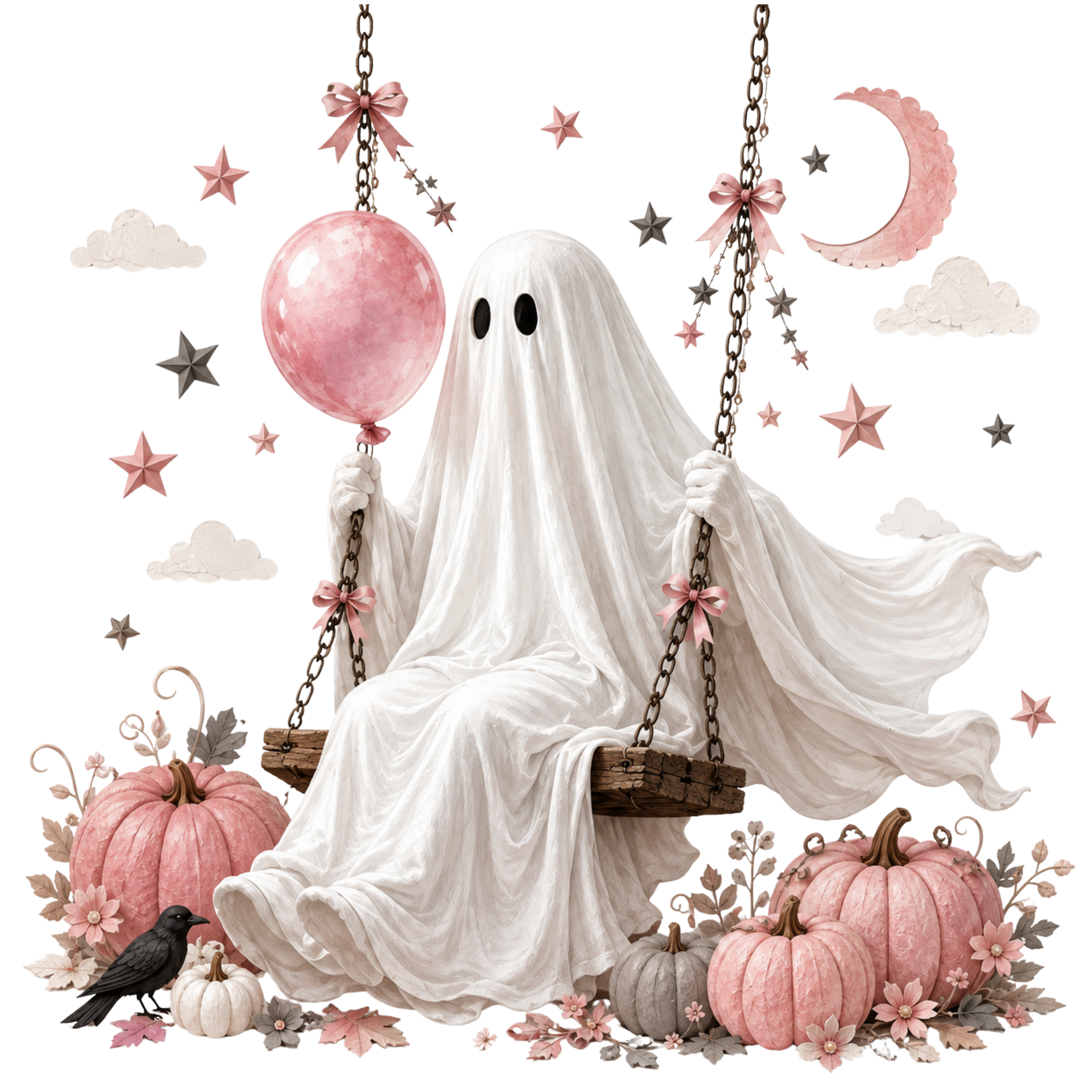 5 Pink Sewing Ghost PNG Bundle