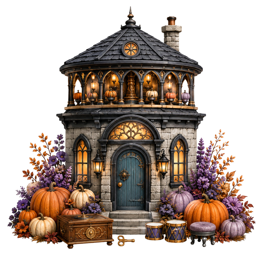 42 Haunted Houses Halloween Clipart PNG & JPG Bundle