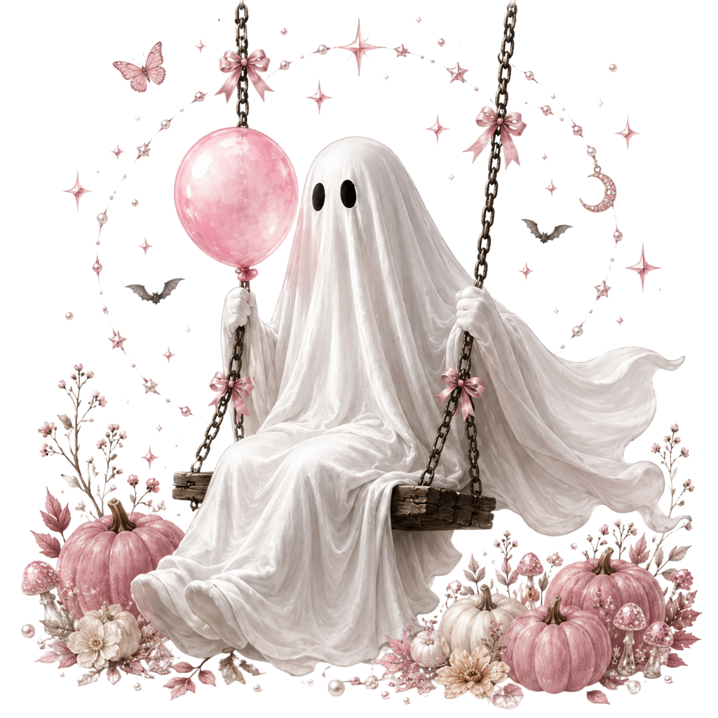 5 Pink Sewing Ghost PNG Bundle