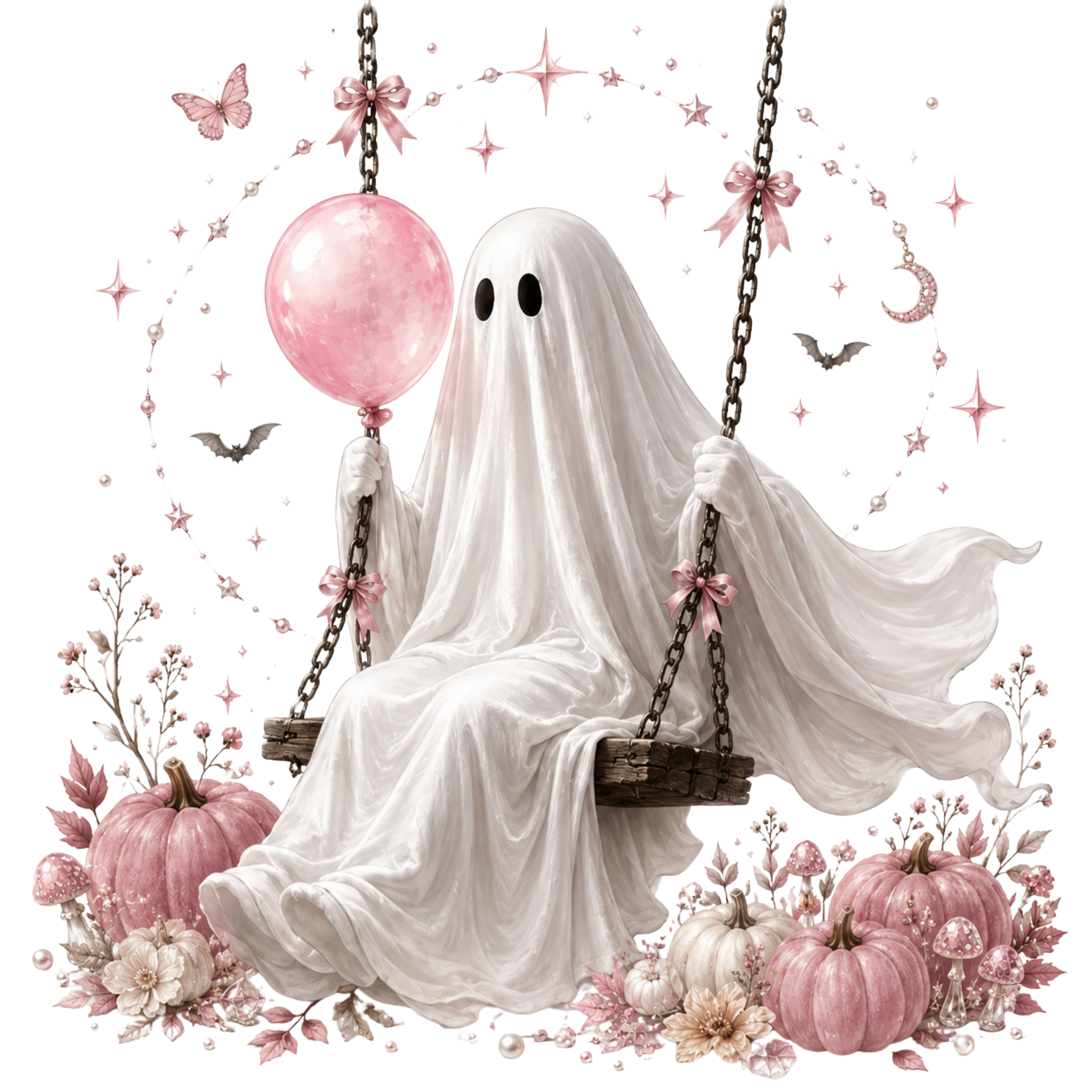 5 Pink Sewing Ghost PNG Bundle