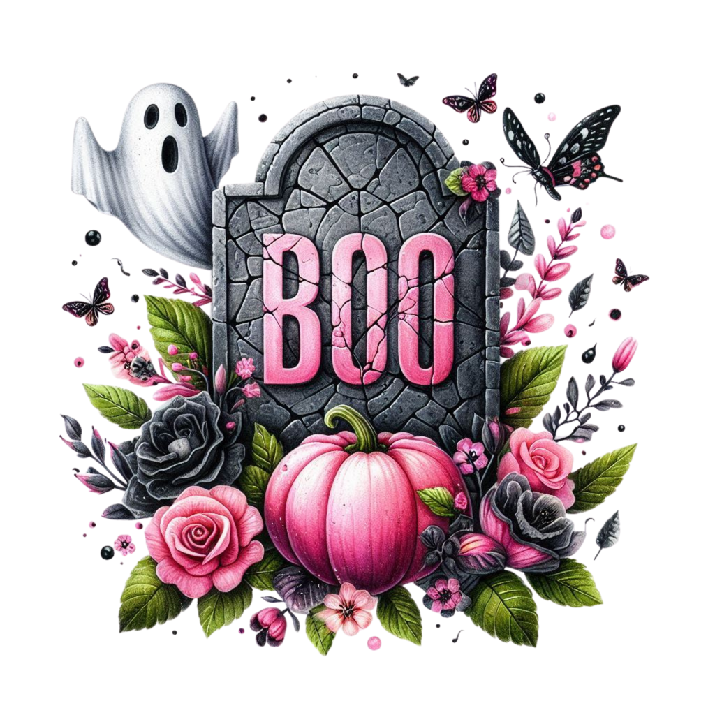 13 Cute Pink Ghost Pumpkin Halloween PNG Bundle
