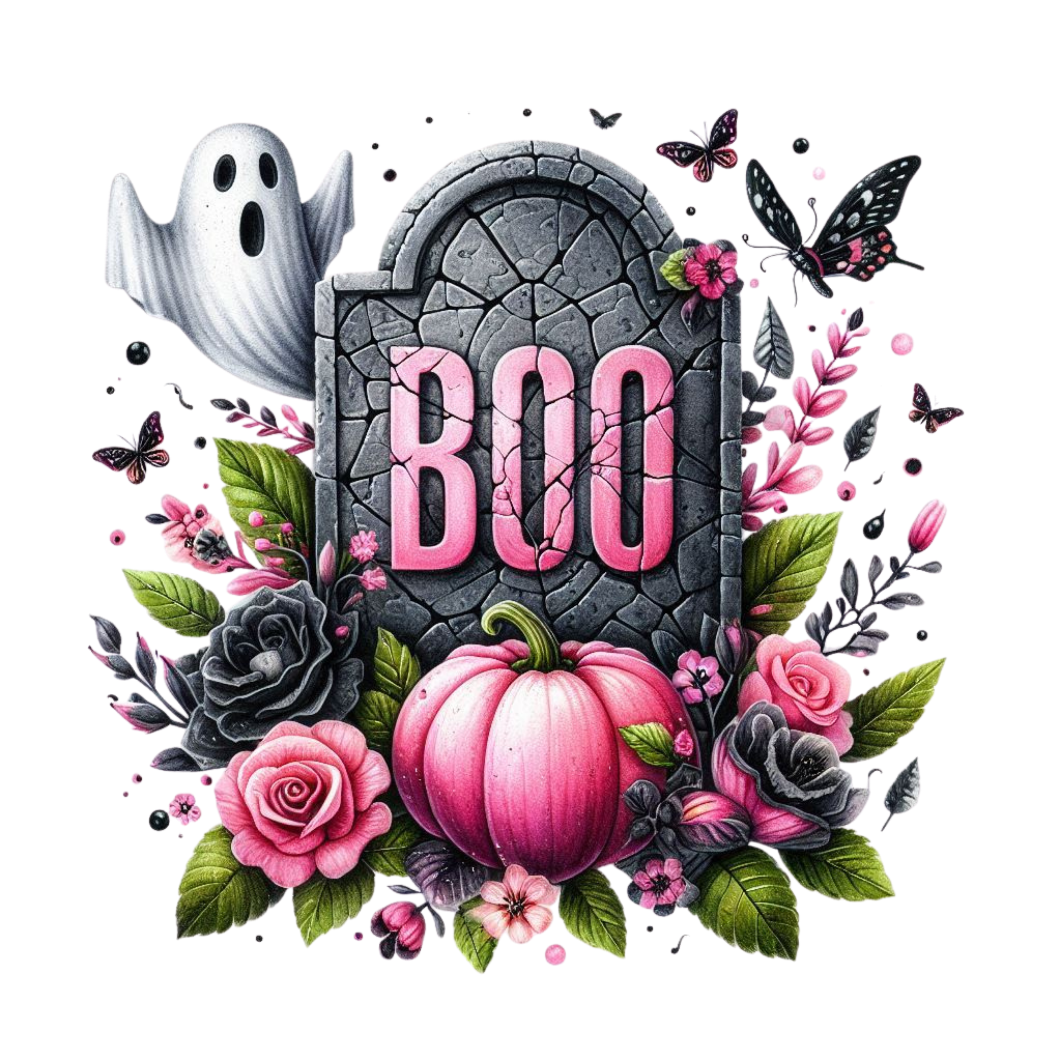 13 Cute Pink Ghost Pumpkin Halloween PNG Bundle
