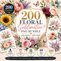200 Wild Flowers Clipart Huge Bundle | Watercolor Floral PNG Bundle | Transparent PNG Flowers | Botanical Clipart | Instant Download Floral Sublimation PNG Bundle