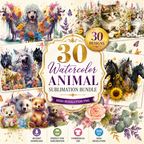 30-Watercolor-Animals-Sublimation-Bundle