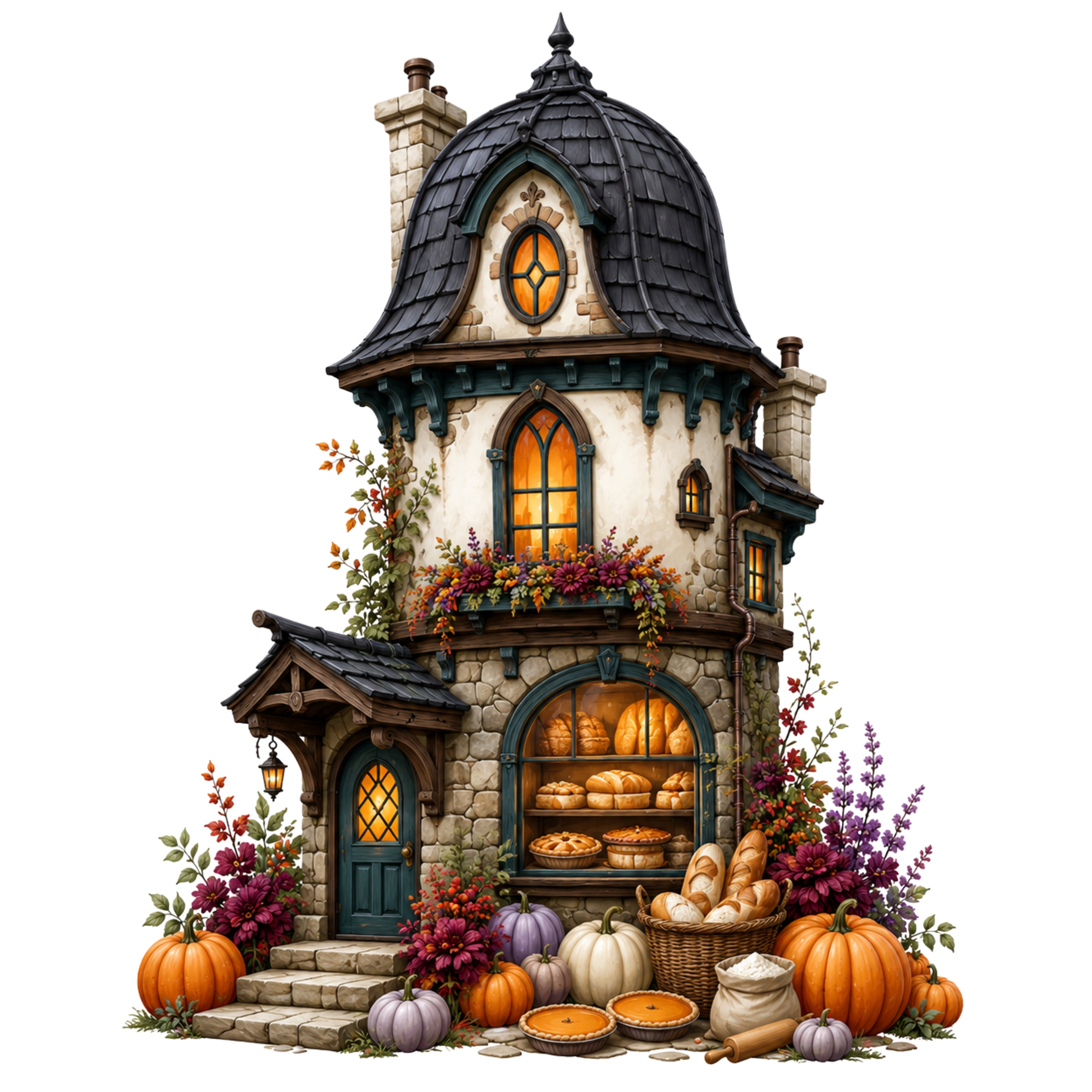 42 Haunted Houses Halloween Clipart PNG & JPG Bundle