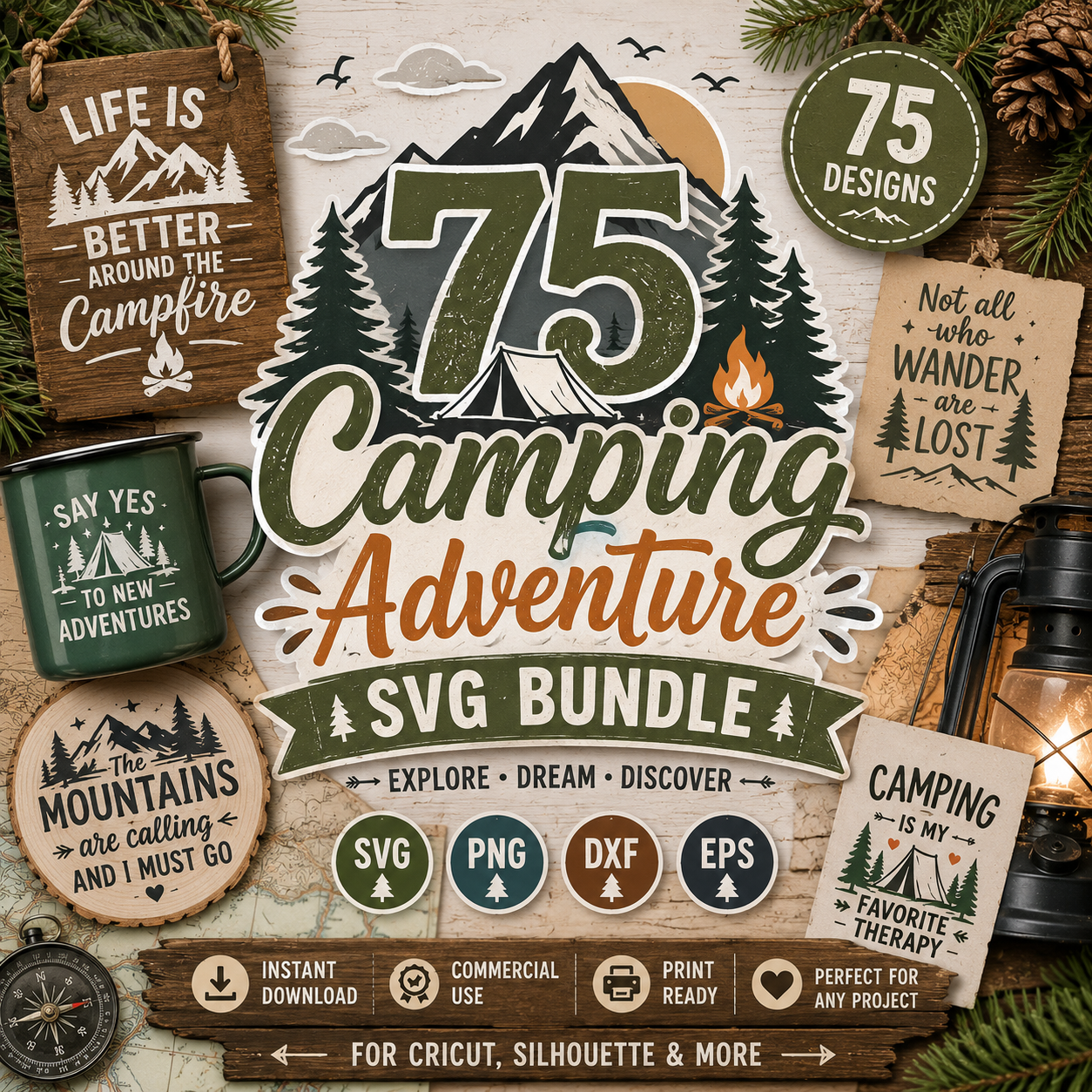 75 Camping Adventure SVG Bundle