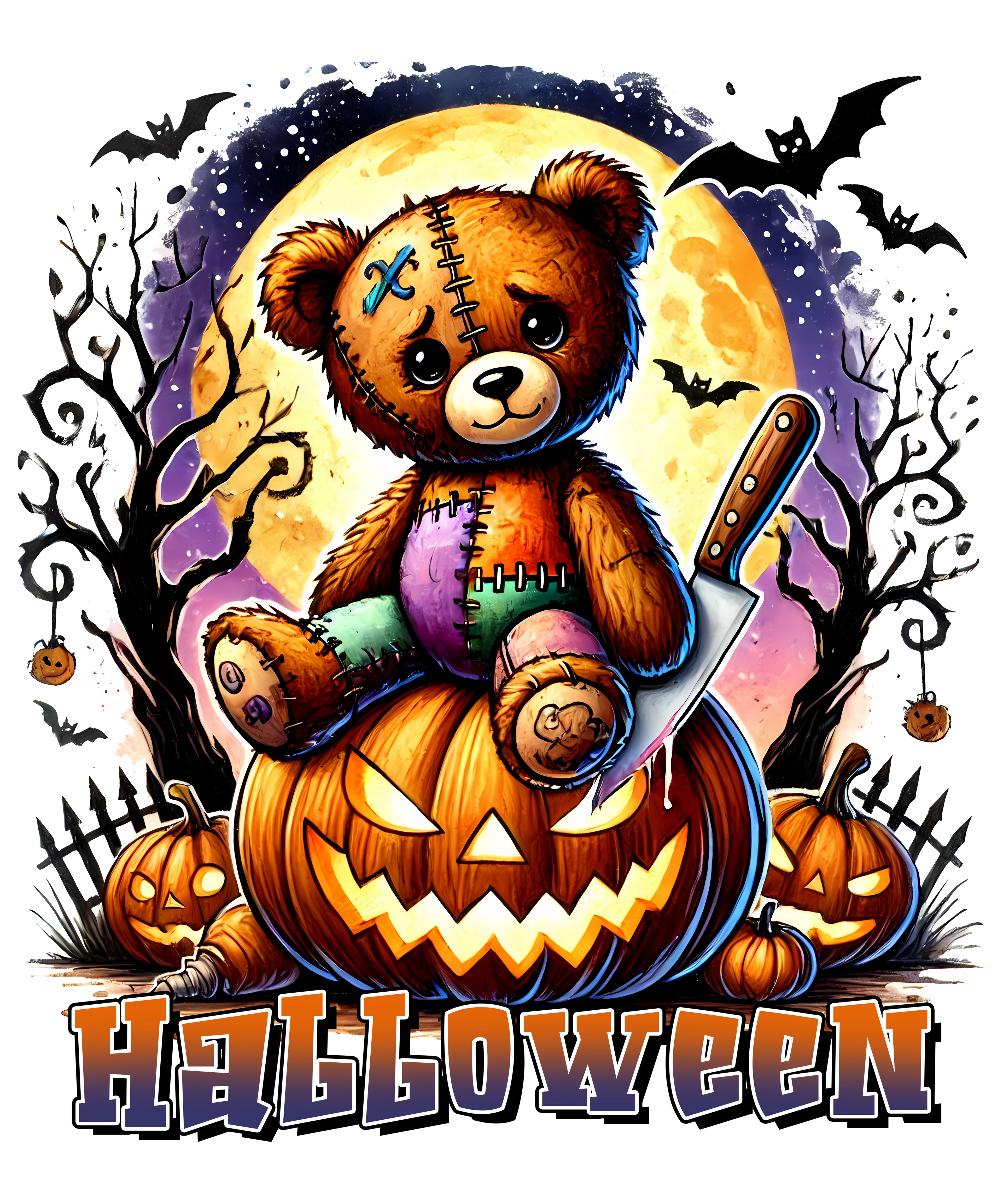 14 Bear Doll Halloween Sublimation PNG Bundle