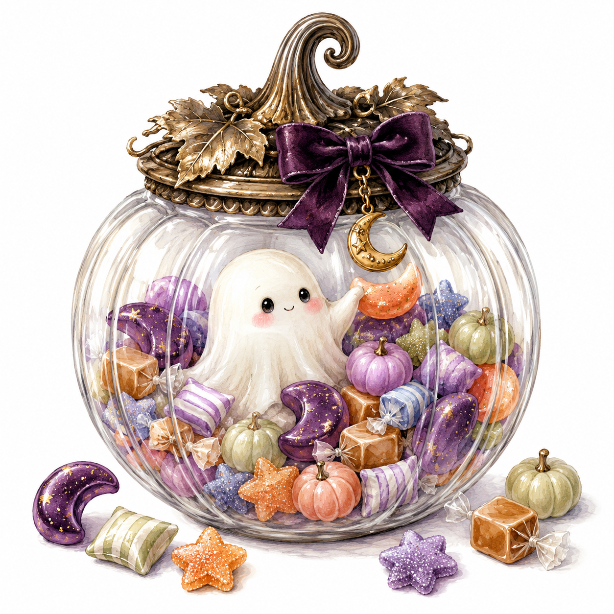 38 Whimsical Halloween Cute Spooky Clipart PNG JPG Bundle
