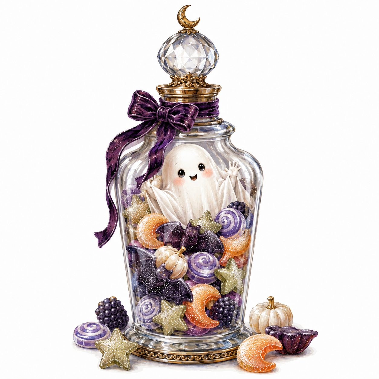 38 Whimsical Halloween Cute Spooky Clipart PNG JPG Bundle