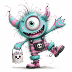 57 Cute Monster  Kawaii Spooky Clipart PNG JPG Bundle