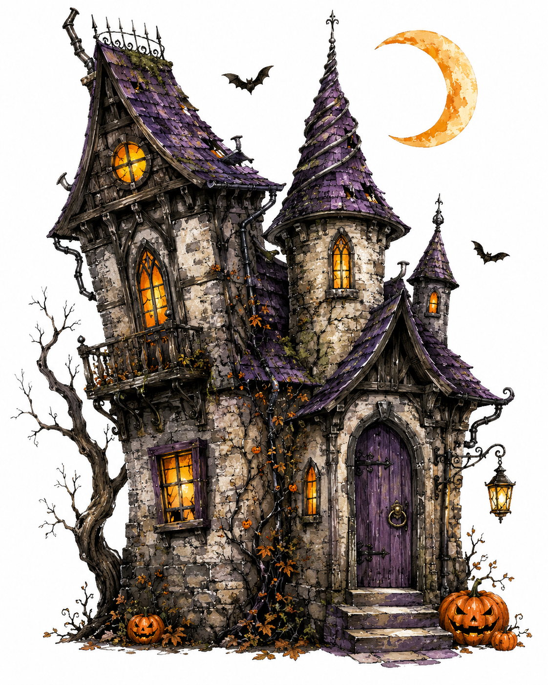 38 Whimsical Halloween Clipart  PNG JPG Bundle