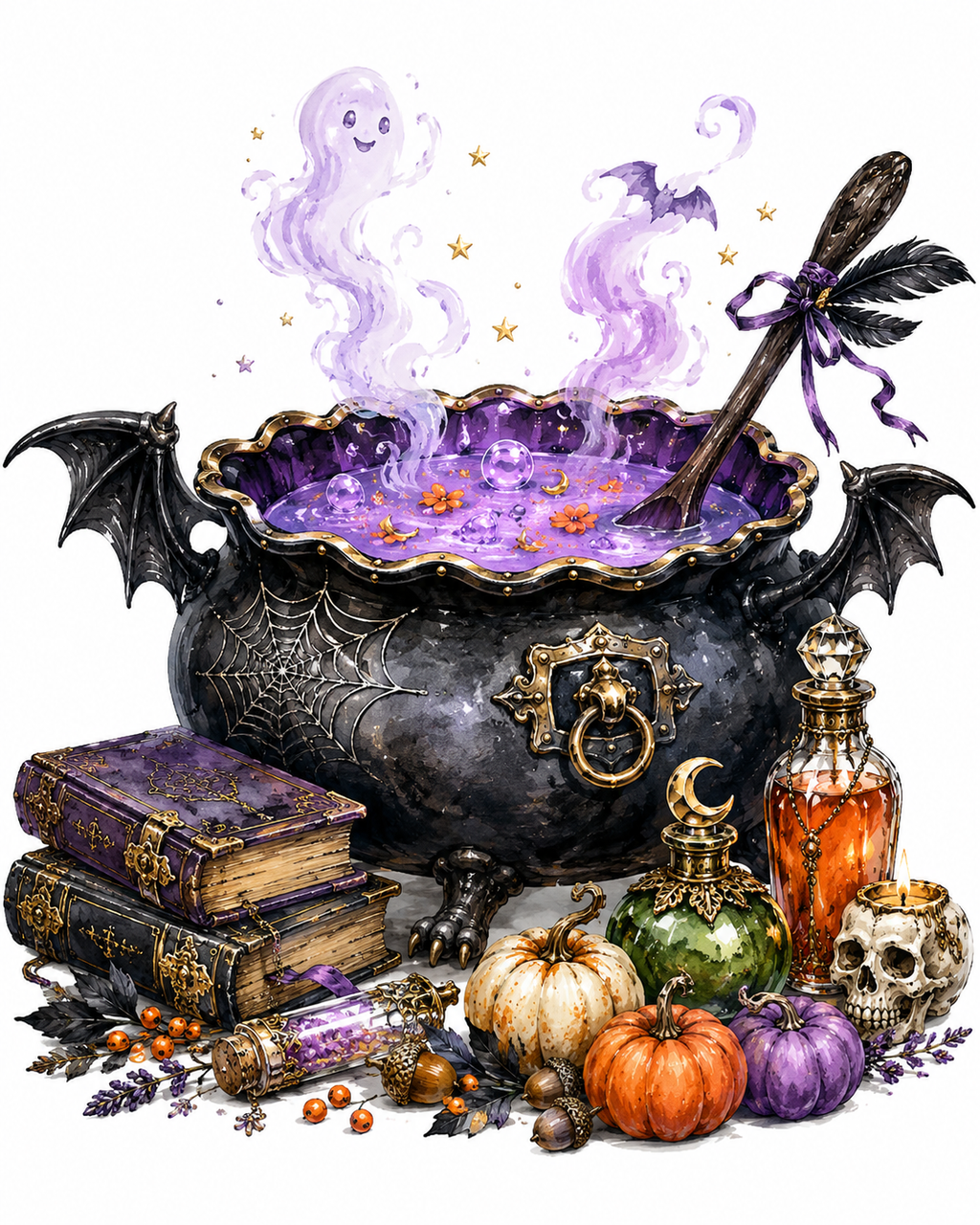 38 Whimsical Halloween Clipart  PNG JPG Bundle