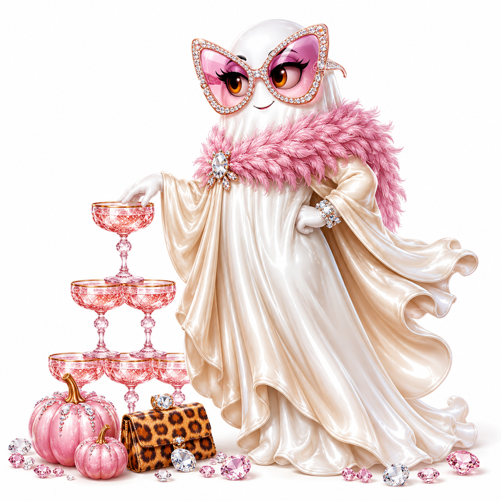 20 Glam Ghosts Halloween PNG & JPG Clipart Bundle