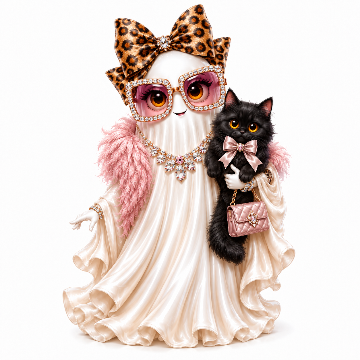 20 Glam Ghosts Halloween PNG & JPG Clipart Bundle