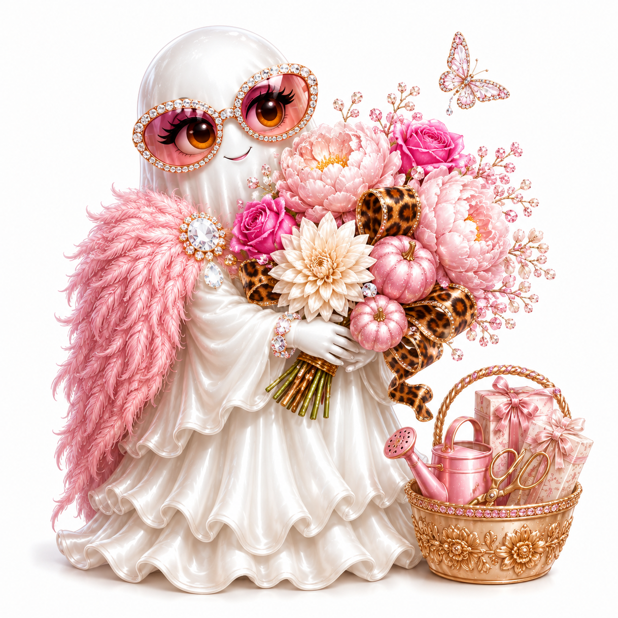 20 Glam Ghosts Halloween PNG & JPG Clipart Bundle