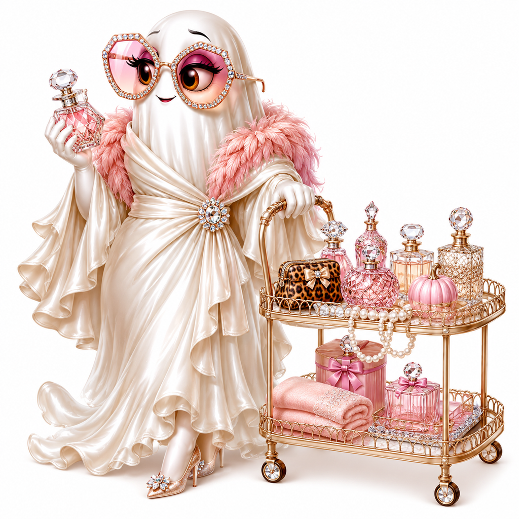 20 Glam Ghosts Halloween PNG & JPG Clipart Bundle