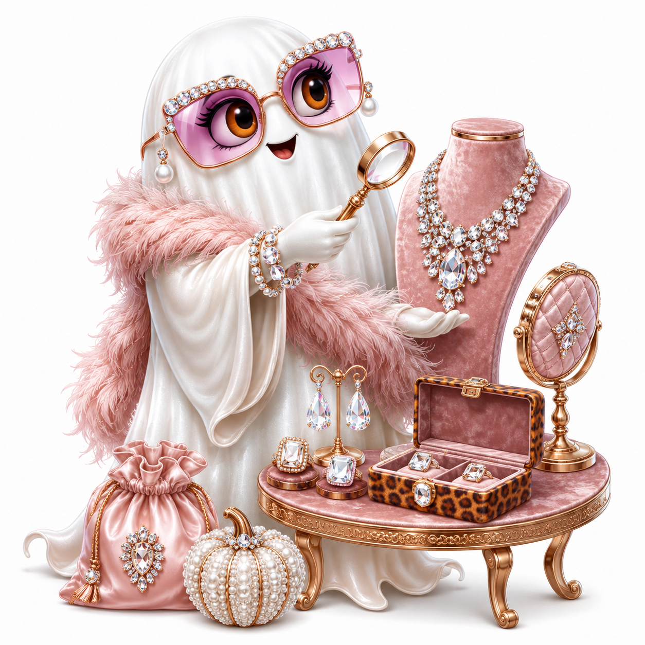 20 Glam Ghosts Halloween PNG & JPG Clipart Bundle