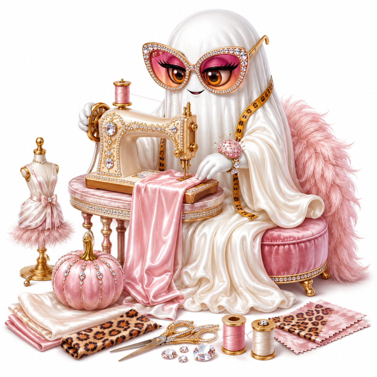 20 Glam Ghosts Halloween PNG & JPG Clipart Bundle
