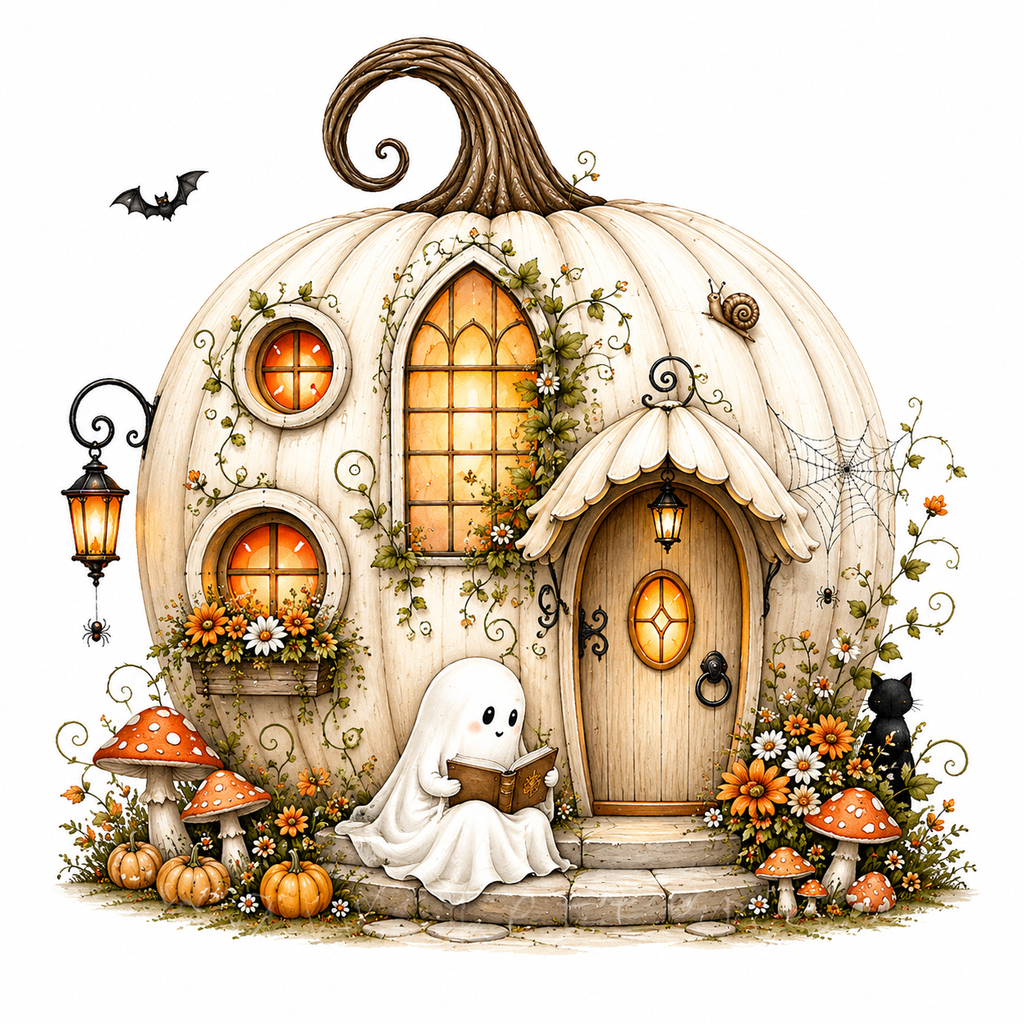48 Halloween Pumpkin House PNG & JPG Bundle