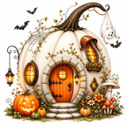48 Halloween Pumpkin House PNG & JPG Bundle