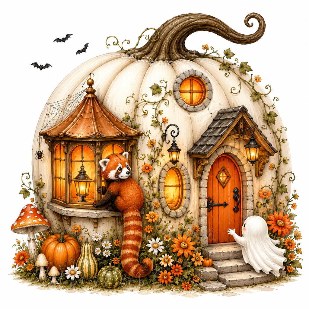 48 Halloween Pumpkin House PNG & JPG Bundle