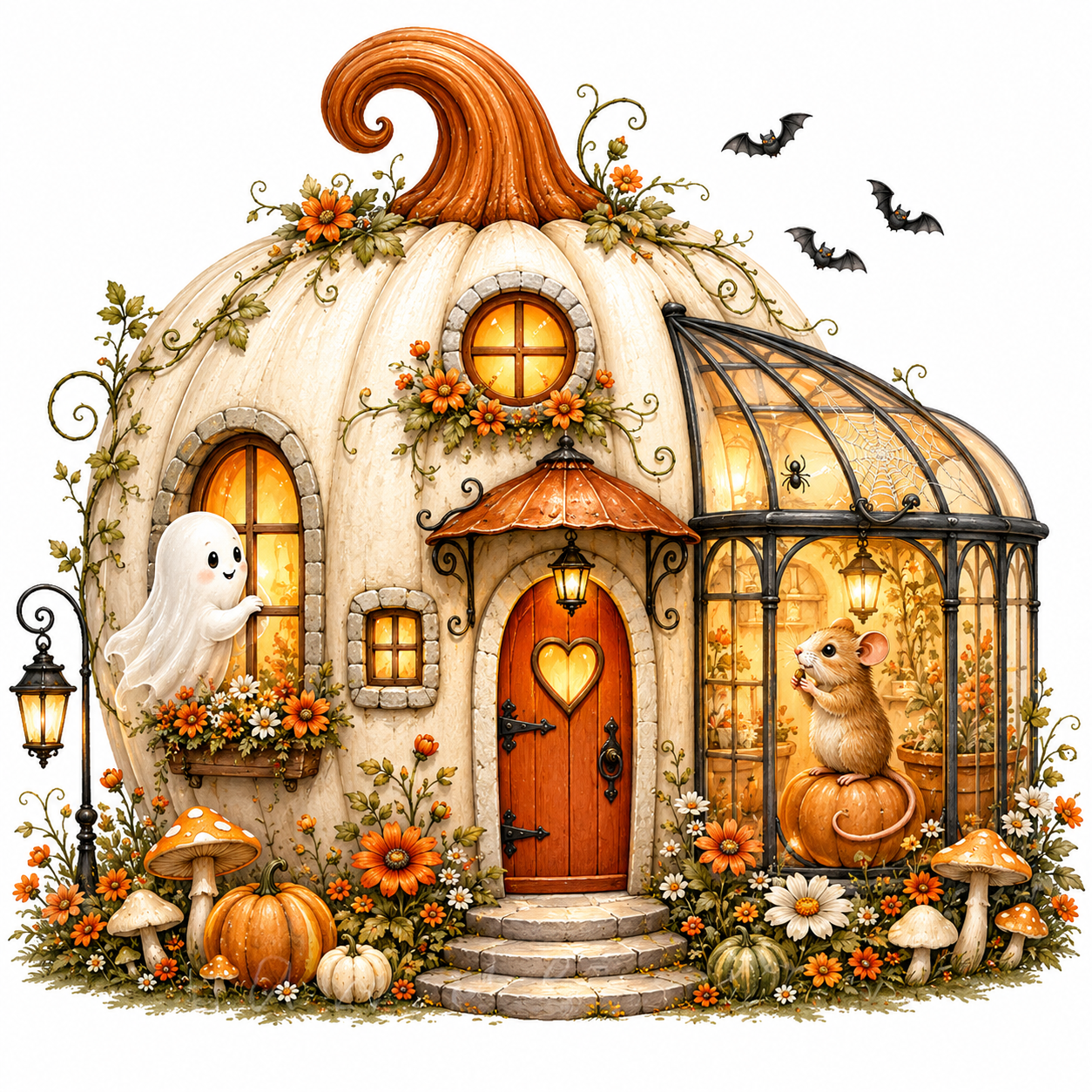 48 Halloween Pumpkin House PNG & JPG Bundle