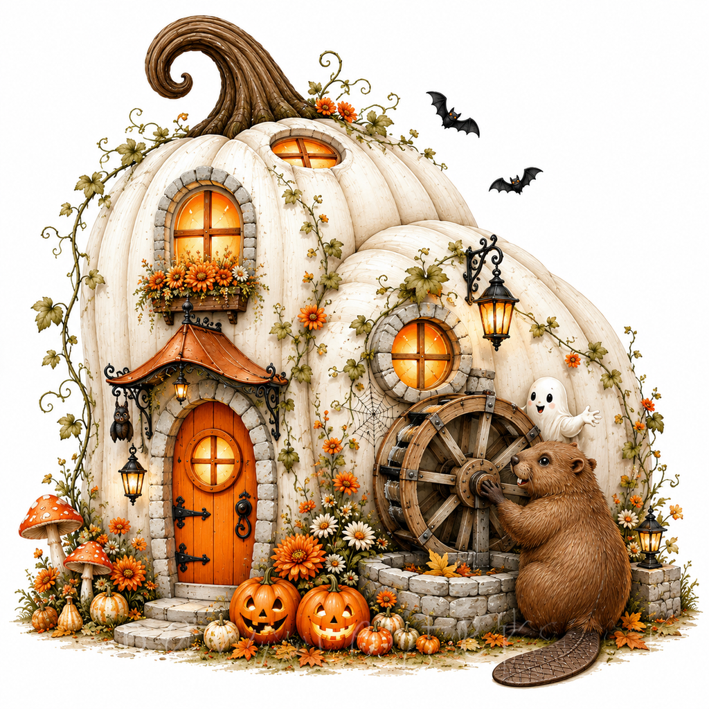 48 Halloween Pumpkin House PNG & JPG Bundle