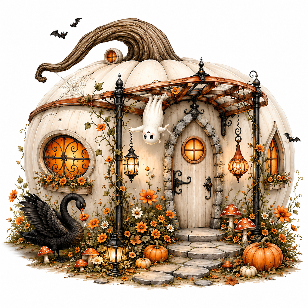 48 Halloween Pumpkin House PNG & JPG Bundle