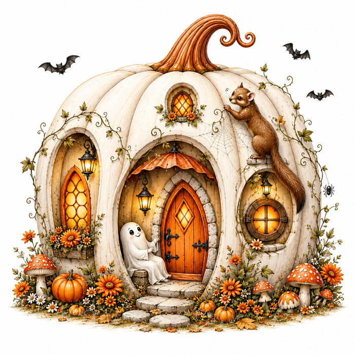 48 Halloween Pumpkin House PNG & JPG Bundle