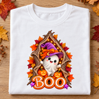 Cute Halloween Ghost PNG, BOO Tree Design with Witch Hat & Pumpkins, Transparent  Digital Download