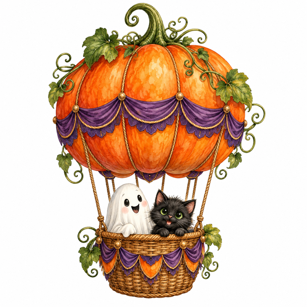 35 Cute Halloween Clipart PNG Bundle, Watercolor Ghosts, Pumpkins, Cats & Witches, Transparent Background, Digital Download