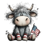 17 Highland Cow 4th Of July PNG Bundle