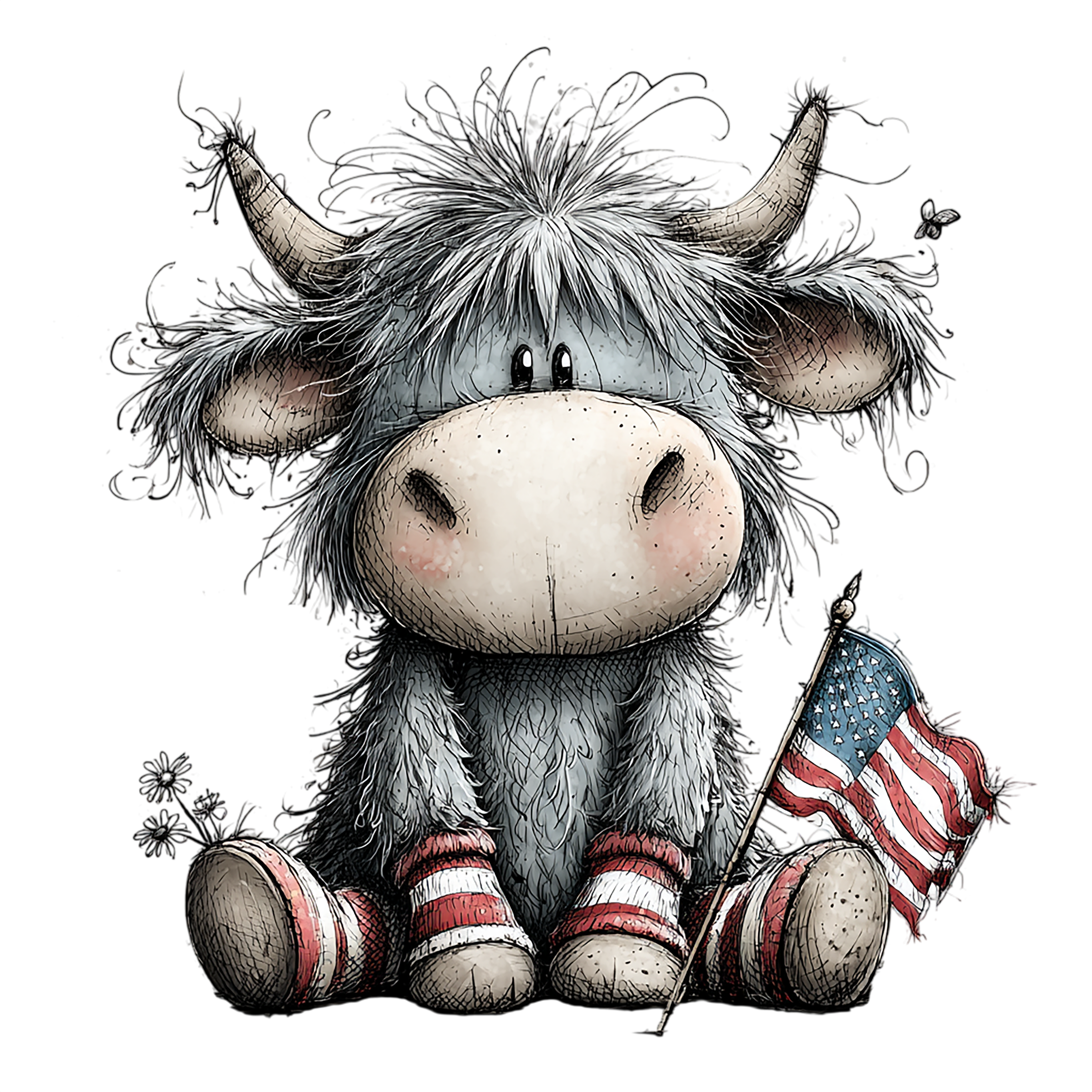 17 Highland Cow 4th Of July PNG Bundle