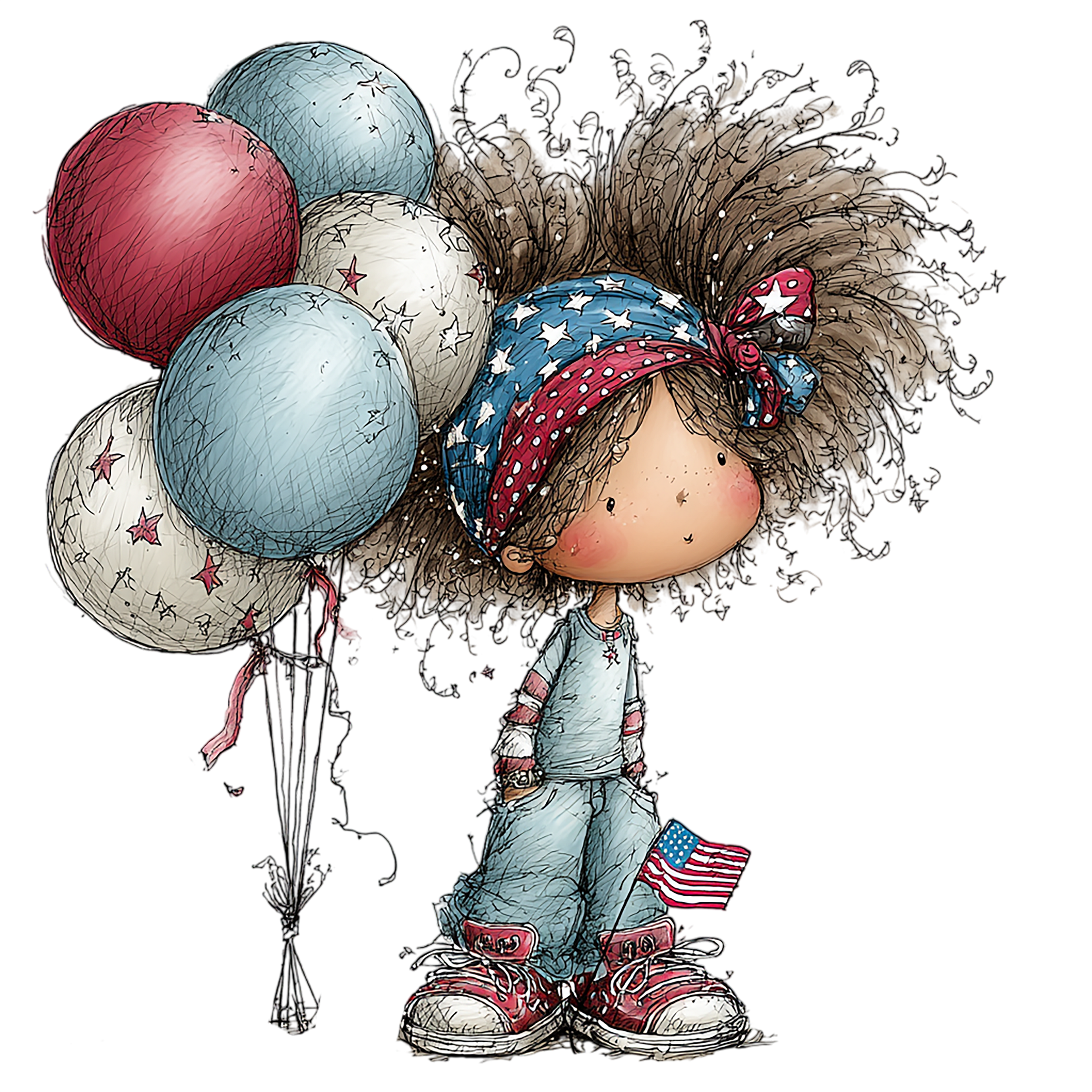 16 Whimsical 4th Of July Girls PNG Clipart Bundle