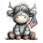 17 Highland Cow 4th Of July PNG Bundle