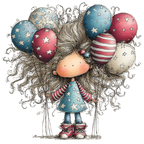 16 Whimsical 4th Of July Girls PNG Clipart Bundle