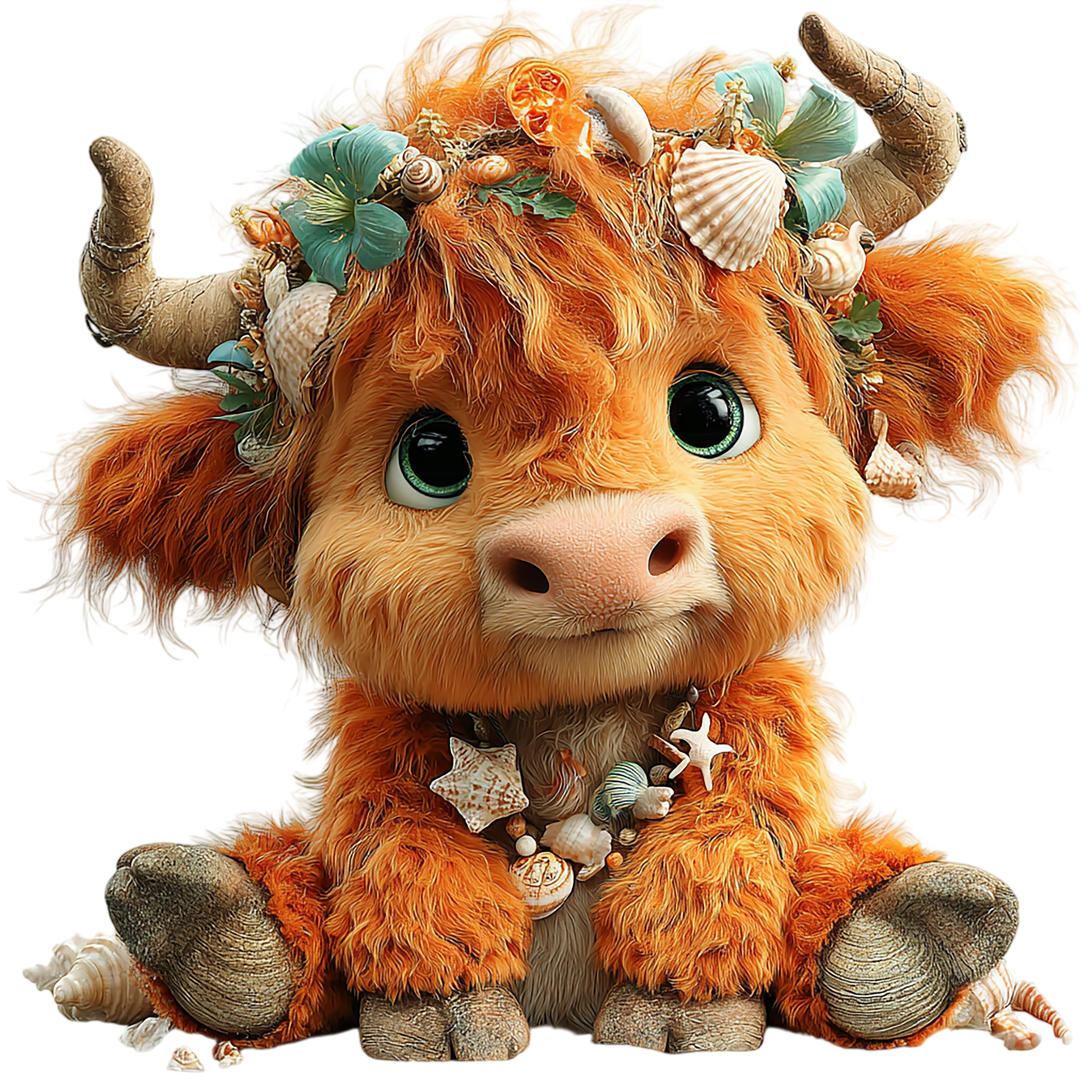 20 Whimsical Summer Highland Cow PNG Clipart Bundle
