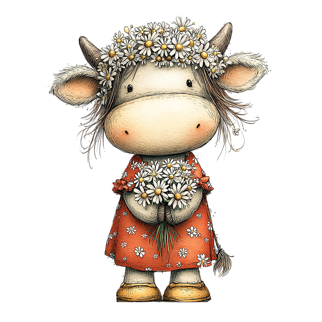 20 Watercolor Summer Cow PNG Clipart