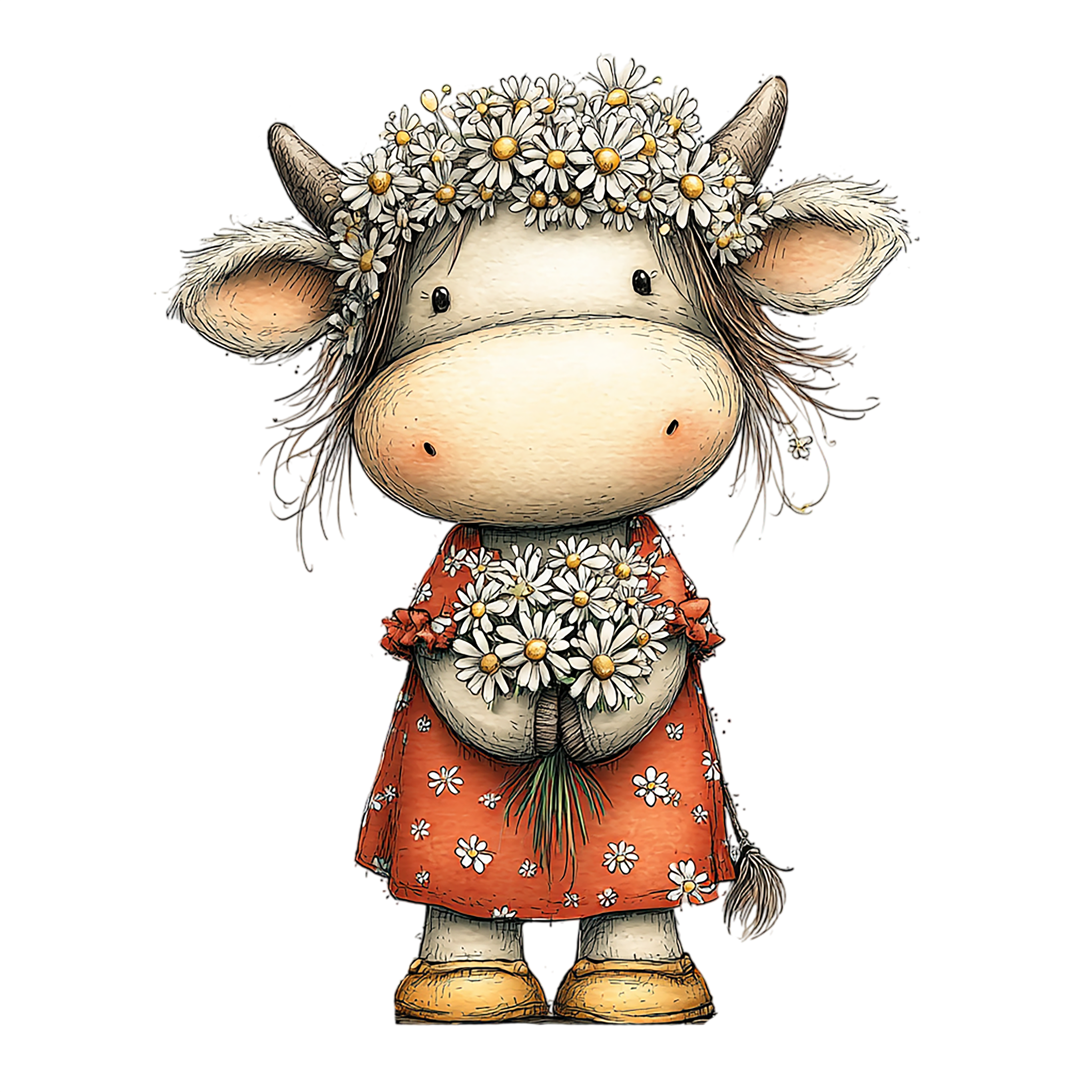 20 Watercolor Summer Cow PNG Clipart