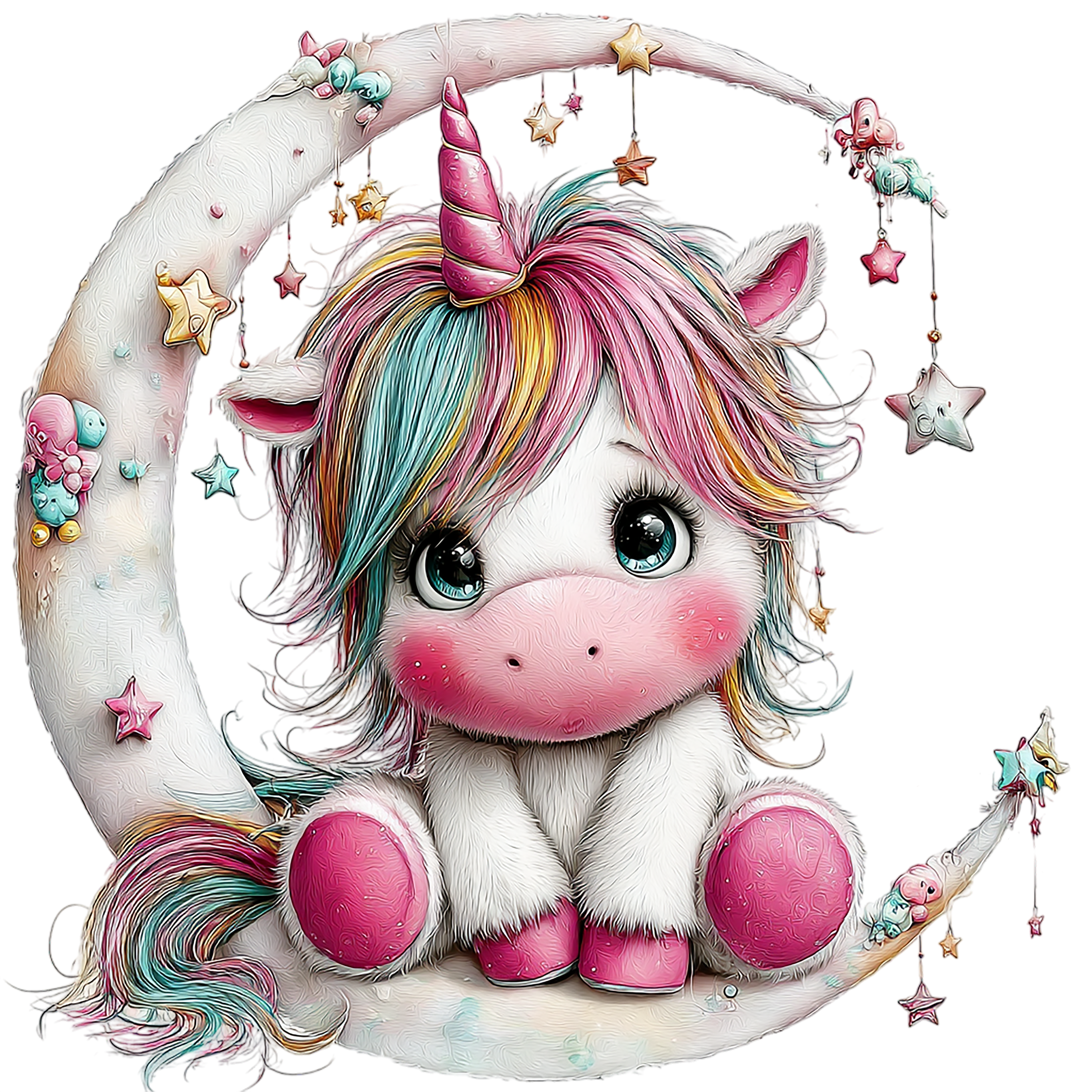 20 Baby Unicorns Sublimation Clipart PNG Bundle