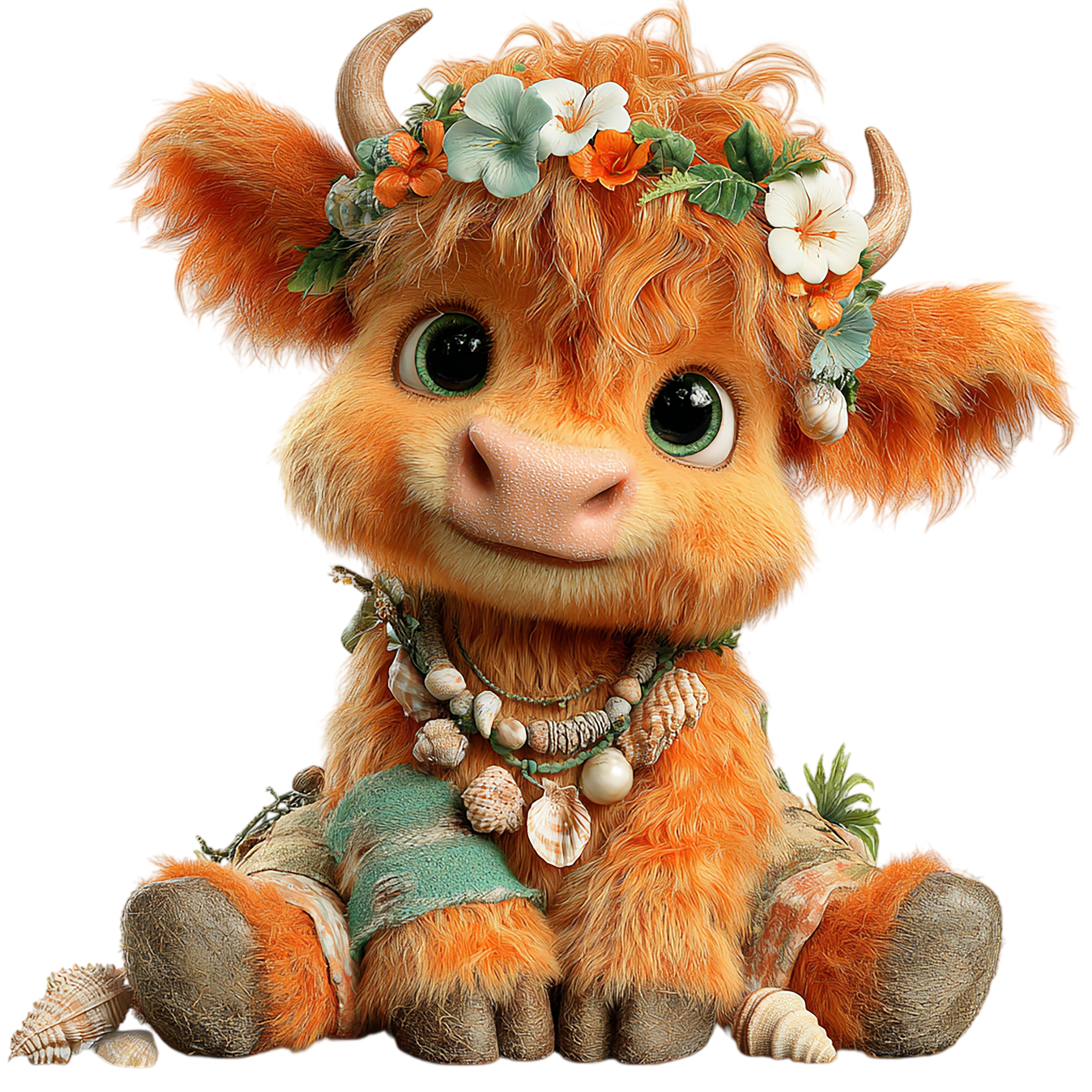 20 Whimsical Summer Highland Cow PNG Clipart Bundle