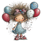 16 Whimsical 4th Of July Girls PNG Clipart Bundle