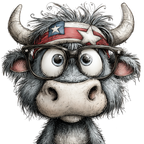17 Highland Cow 4th Of July PNG Bundle
