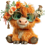 20 Whimsical Summer Highland Cow PNG Clipart Bundle